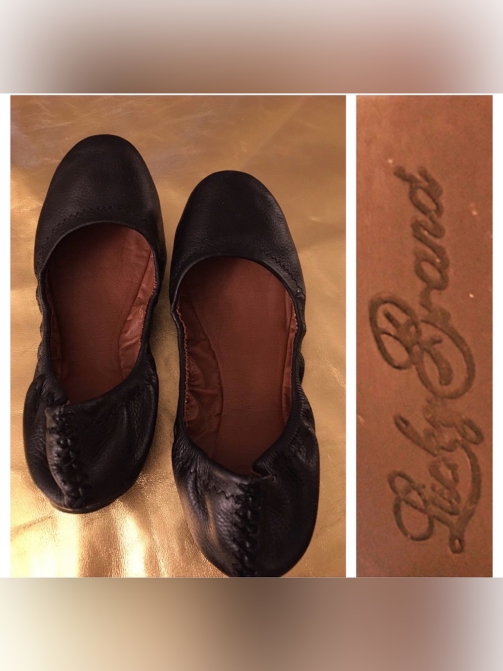 Lucky Brand flats slip ons leather size 6m color brown/black